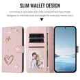 thumbnail image 6 of Leather For Apple iPhone 17 Case Double Layered Heart-shaped Flower Flip Wallet Leather Case, Card Holder Magnetic Closure  Phone Cases Cover With Hand Strap,Pink,For iPhone 17, 6 of 8