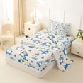 thumbnail image 2 of Feelyou Kawaii Shark Twin Sheet Sets for Kids Boys Girls, Cartoon Ocean Animal Bedding, Beige, 3-Piece, 2 of 5