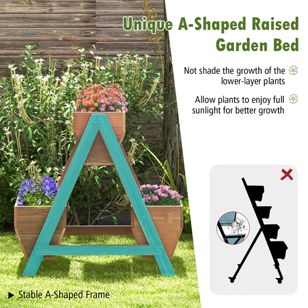 Spaco Vertical Raised Garden bed with 3 Wooden Planter Boxes-S, Outdoor Elevated Flower Box for Backyard/Patio/Gardener