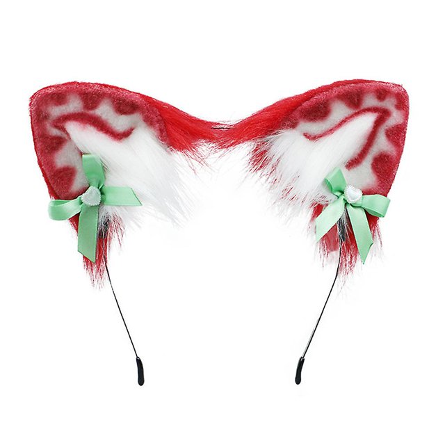 Diadema hecha a mano de piel sintética estilo fresa con orejas de lobo y zorro, accesorios para disfraces de fiesta de Navidad y Halloween