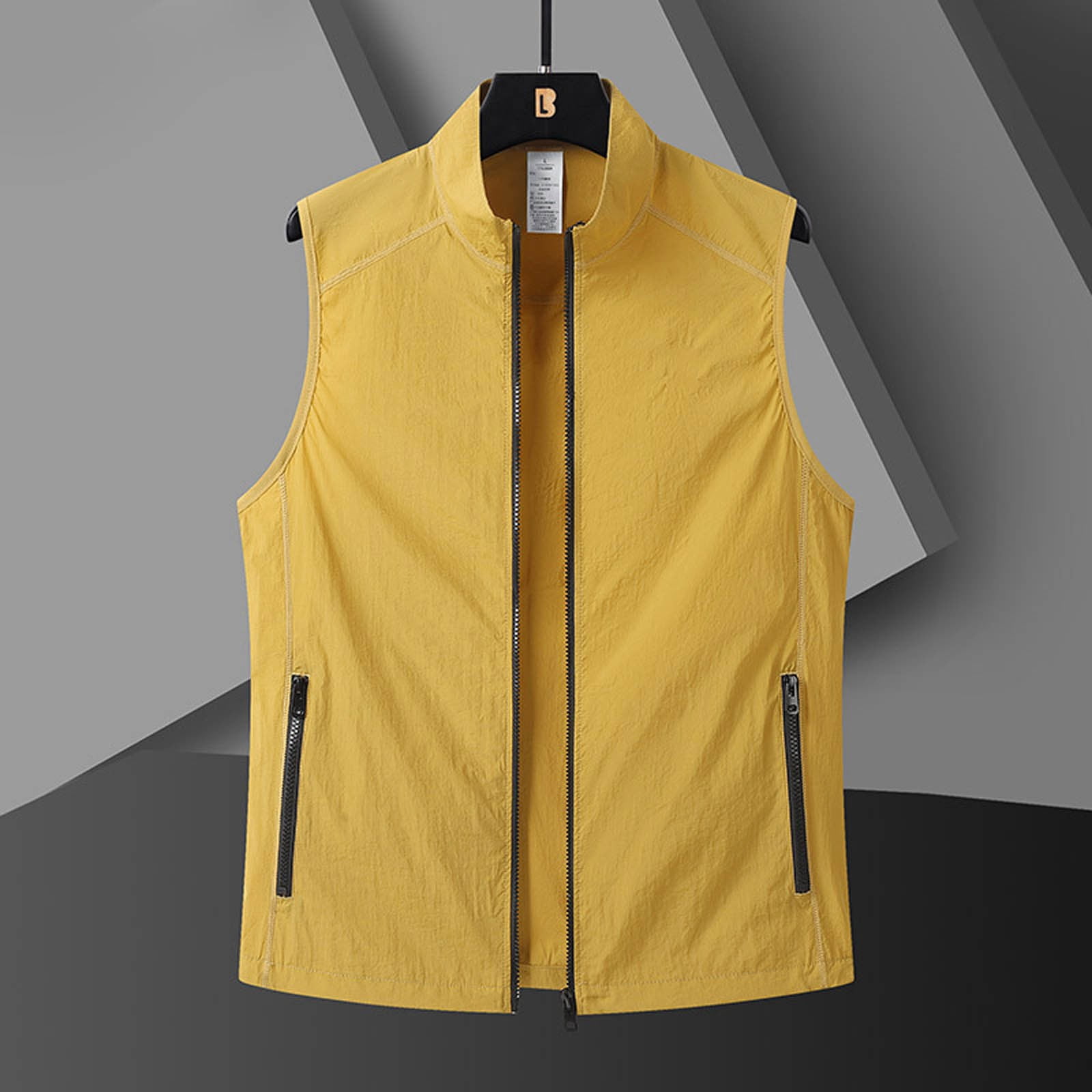 GUZOM Mens Breathable UPF 50+ Sun Protection Vest Sleeveless Lightweight UV Blocking Quick Dry Fishing Hiking Running Outdoor Yellow,Size XL