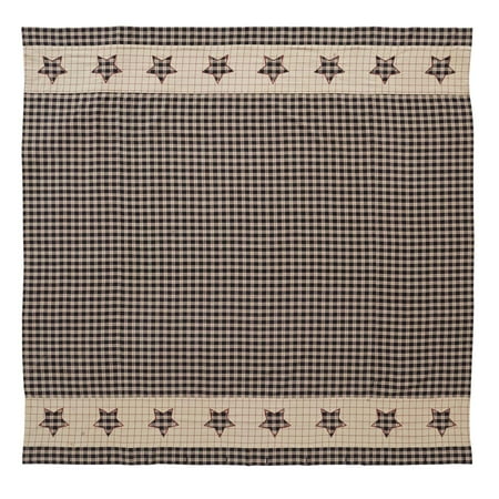 - Soft Black Classic Country Bath Denton Button Holes for Shower Hooks Cotton Appliqued Star Shower Curtain