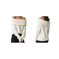 thumbnail image 3 of Hirigin Store Women's Off Shoulder Crop Sweater Solid Color Boat Neck Long Sleeve Loose Knitwear Pullover, 3 of 9