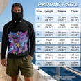 thumbnail image 6 of SEANATIVE Long Sleeve Sun Protection Fishing Hoodie for Men, Fishing Hiking Running Shirts Athletic Outfits Lightweight Breathable Rash Guard, M, Dinosaur Lightning Print Violet Black, 6 of 7