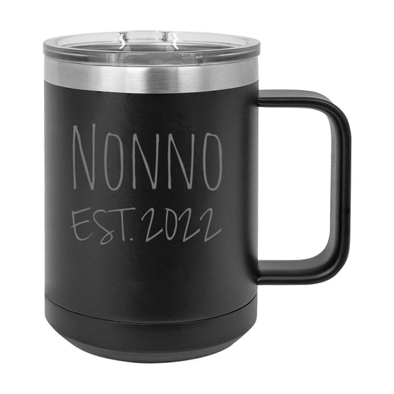 Nonno Est. 2022 Established Stainless Steel Vacuum Insulated 15 Oz Engraved Double-Walled Travel Coffee Mug with Slider Lid