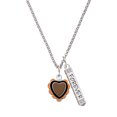 thumbnail image 1 of Delight Jewelry Silvertone Brown & Black Heart with Orange Ruffles Silvertone Forever Bar Charm Necklace, 23", 1 of 4