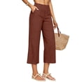 thumbnail image 3 of Linen Capri Pants for Women Elastic Waist Summer Beach Capris Cropped Pants Casual Straight Leg Pant Capri Trousers, S, 3 of 10