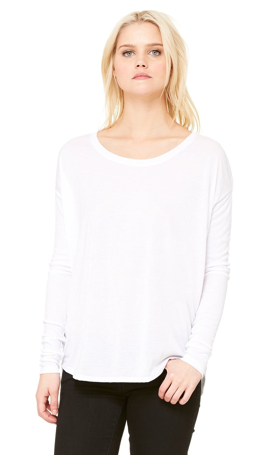 BELLA+CANVAS - The Bella + Canvas Ladies Flowy Long Sleeve T-Shirt with ...