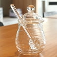 thumbnail image 3 of Honey Glass Pot Jar Jars Syrup Dippercontainerdispenser Set Lid Clear Containers Bottle Jam Storage Crystalbeehive Bowl, 3 of 6