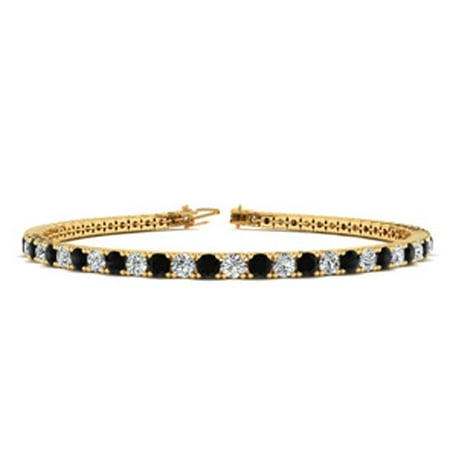- 6.5 Inch 2 1/2 Carat Black And White Diamond Tennis Bracelet In 10K Yellow Gold
