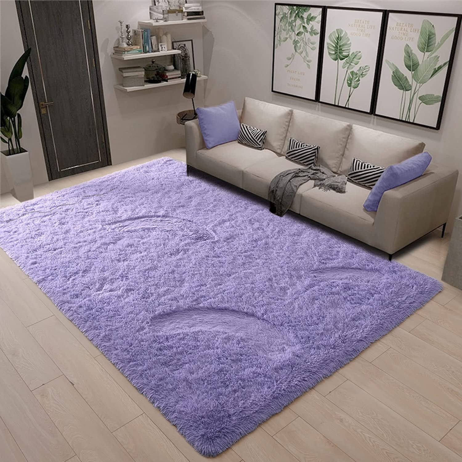Lochas Soft Rugs Indoor Modern Area Rug Fluffy Carpets for Living Room Bedroom Home Decor Nursery,6'x9',Lavender Purple