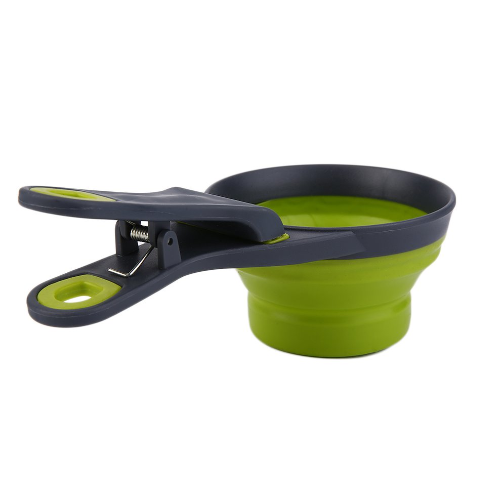 Foldable Silicone Pet Dog Sealing Clip Collapsible Measuring Cup Food