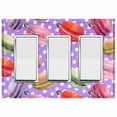 thumbnail image 1 of Metal Light Switch Plate Cover Colorful Macaron Dessert Purple Polka Dots CAK028, 1 of 13