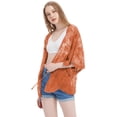 thumbnail image 2 of Womens Long Embroidered Lace Kimono Cardigan with Half Sleeves, Rustic Orange, One Size, 2 of 4