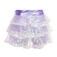 thumbnail image 2 of iixpin Girls Sequins Ruffle Dance Skirts Ballet Tutu Skirts Modern Dance Skirted Shorts Performance Skorts Lavender 4, 2 of 5