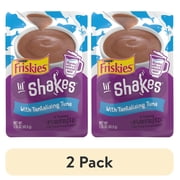 (2 pack) Purina Friskies Pureed Wet Cat Food Toppers, Lil’ Shakes With Tantalizing Tuna Lickable Cat Treats