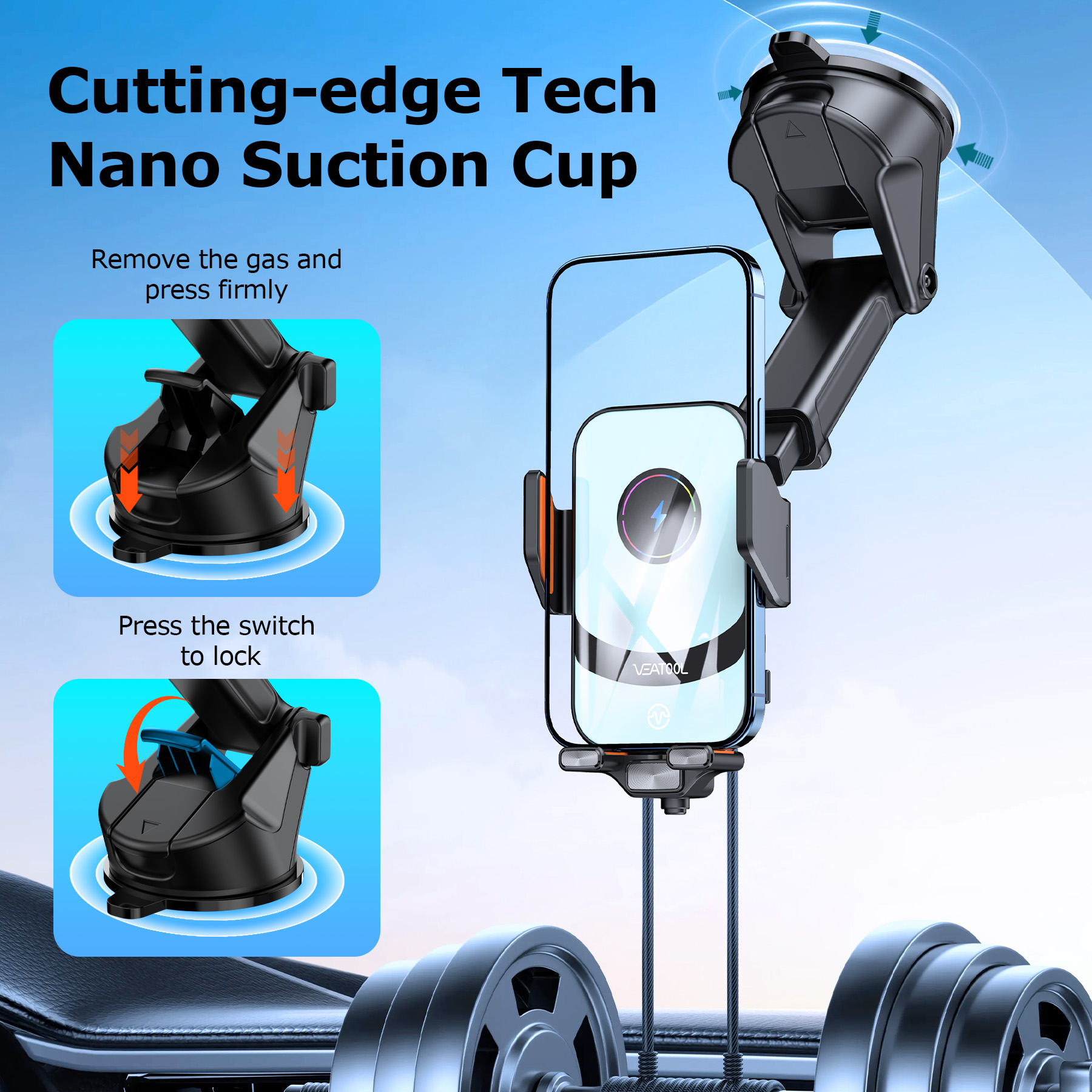 VEAT00L X16s Wireless Car Charger Mount 15W photo 2