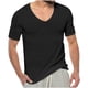 thumbnail image 1 of Camisas Elvqul para Hombre Negro Manga Corta Mayor Liso Polo Cuello V, 1 of 5