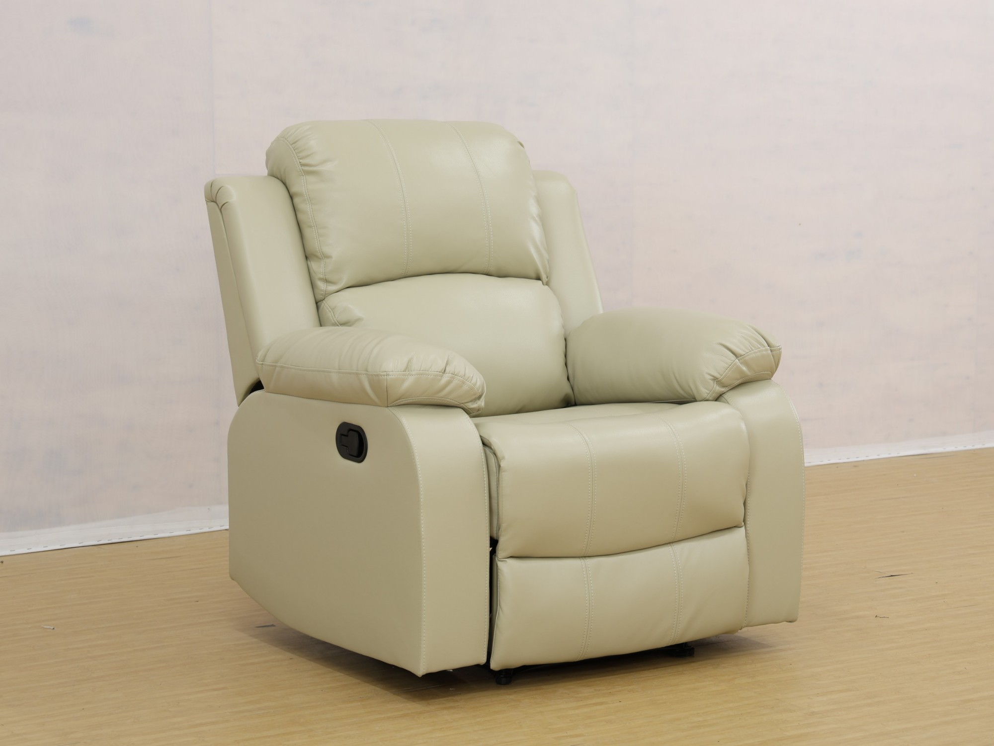 Gewnee Beige Manual Recliner Chair – Air Leather Single Sofa with Plush Comfort, Perfect for Living Rooms