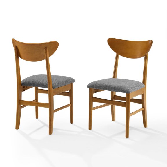 HomeStock Classic Charm 2Pc Wood Dining Chairs With Upholstered Seat Acorn, 33.25"H x 19.75"L x 19.75"D, Chic Mid-Century Modern Style For Any Dining Room