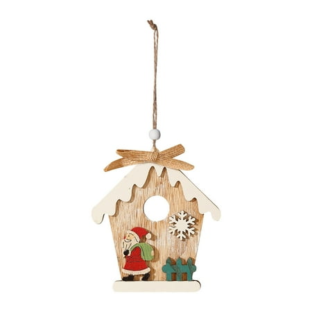 

Veki Christmas Drawing Tree Wooden Christmas Decorations Colored Bell Pendant Pendant Small Large Stain Glass Window