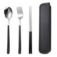 thumbnail image 1 of Nvzi 4pcs Cutlery Set Stainless Steel Flatware , Food-Grade Serving Cutlery Set Tableware Eating Utensils Set,Silvery Black, 1 of 5