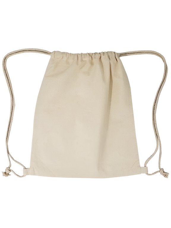 12Pcs Natural Color Drawstring Backpack Bag Cinch Sack Pull String Bags Bulk - 13.5"W x 15.5"H