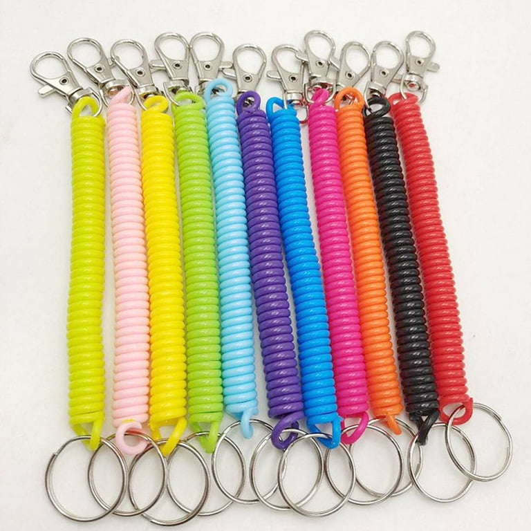 Shapenty Colored Plastic Coil Stretch Wristband Elastic Stretchable Spiral  Bracelet Key Ring Chain for Gym, Pool, ID Badge and Outdoor Sports, 20PCS