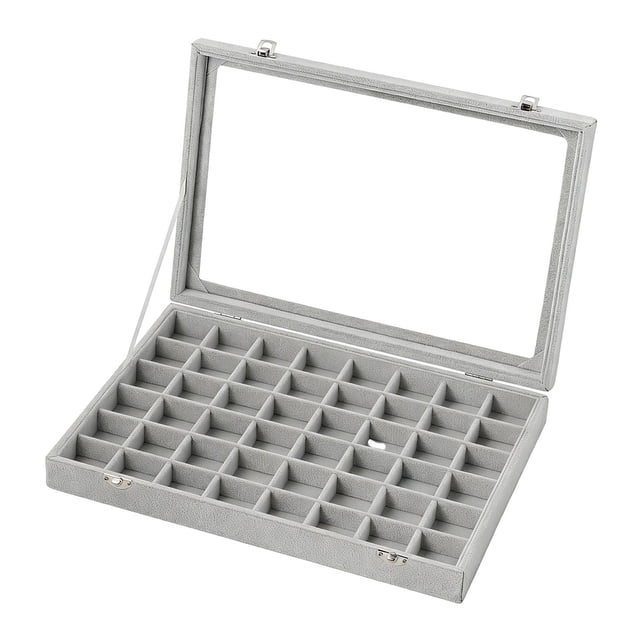 Bandeja organizadora de joyas con separadores ajustables, contenedor de regalos portátil multiusos. Gris