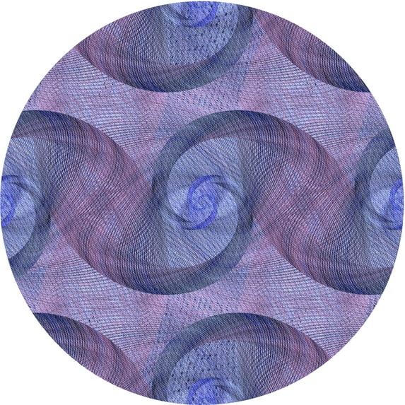 Ahgly Company Indoor Round Patterned Deep Periwinkle Purple Area Rugs, 7' Round