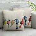 thumbnail image 3 of JRXY  Watercolor Birds Decorative Pillow Covers Lovely Birds Rest on Wire Cushion Cover Spring Home Decor Throw Pillowcase  White, 3 of 5