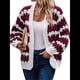 thumbnail image 3 of Suéter de Invierno de Punto Holgado con Rayas y Mangas Farol para Mujer, Moda de Otoño Rojo Vino y M, 3 of 10