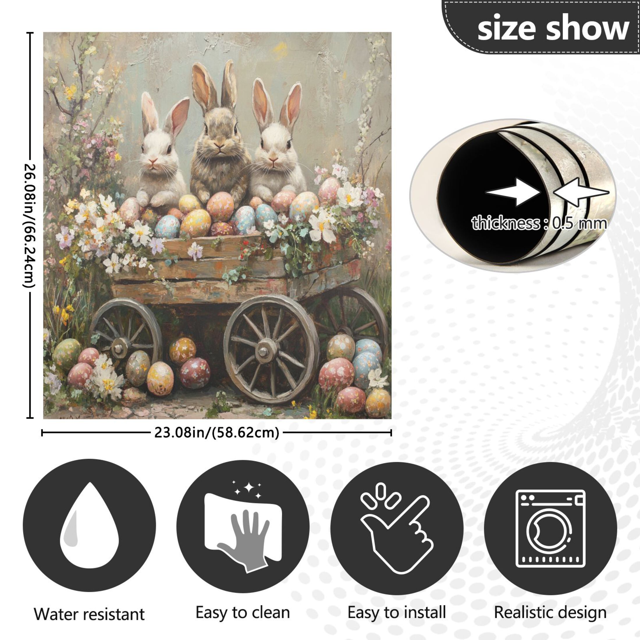 Dishwasher Magnetic Sticker 23x26 Inch Refrigerator Magnetic Sticker Washing Machine Magnetic Sticker Kitchen Panel Magnetic Sticker Home Decor The Three Easter Rabbits