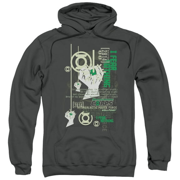 Green Lantern Men's  Core Strength Hooded Sweatshirt Grey