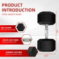 thumbnail image 2 of FlexWave Rubber Encased Hex Dumbbells, 45 lbs Pair, Black, 2 of 6