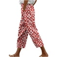 thumbnail image 2 of QUNYINEY Vintage Women Capris for Summer Beach Casual Straight High Waist Cropped Pant Loose with Pockets Drawstring Pants, 2 of 5
