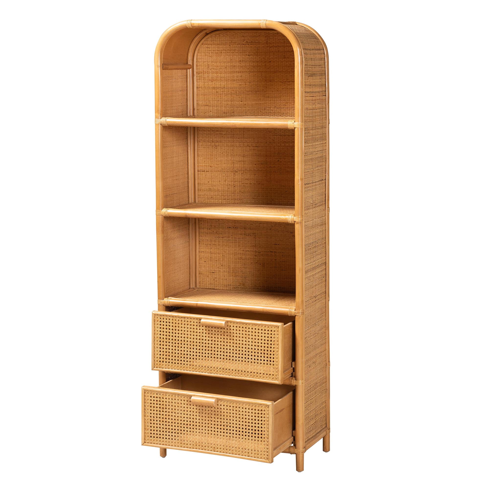 bali & pari Curacao Boho Bookcase, One Size, Light honey