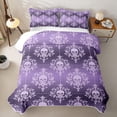thumbnail image 2 of Homewish Boho Skull Damask Twin Quilt Set,Gothic Halloween Twin Coverlet Set,Light Purple,2 Pieces, 2 of 7