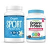 Orgain - Organic Vegan, Gluten Free Plant Based Protein & Superfoods Powder - Creamy Chocolate Fudge (2.02 LB) + Sports Protein Powder - Vanilla (2.01 LB)