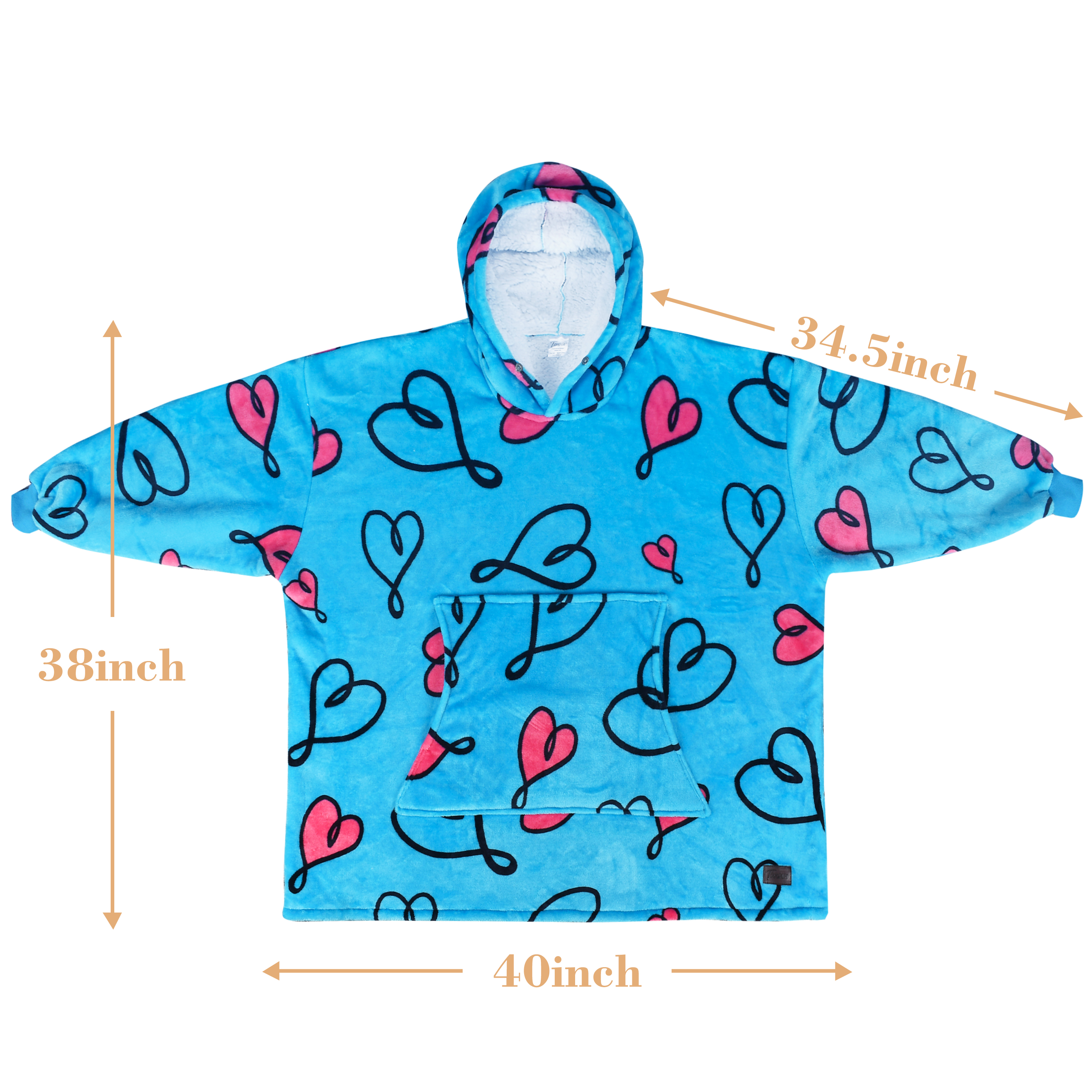 Catalonia Love Art Print Hoodie Blanket Oversized Sweatshirt,Wearable Sherpa Giant Pullover for Adults Men Women Teenagers Gift, Blue