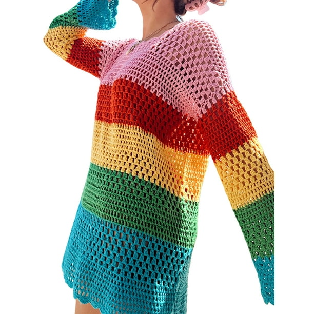 Lucakuins mujeres Bikini cubrir Ups tejido ganchillo recorte manga