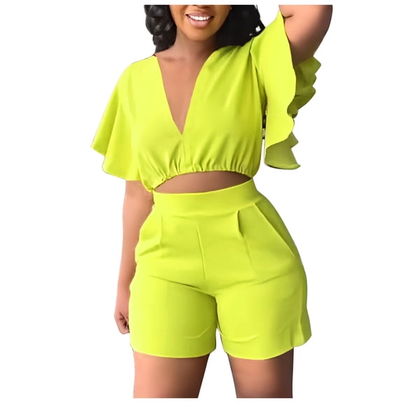 Womens Summer Sets Beach Outfits Clothing Set Female V-Neck Short Sleeve Sets Pant Tracksuits Pants Style S_287 s
