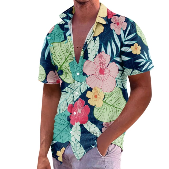 Hawaiian Shirt For Men, Men's Vintage Button Down Bowling Shirts Short Sleeve Summer Beach Shirt 3XL