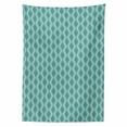 thumbnail image 2 of Ethnic Tablecloth, Abstract Geometric Inspired Modernized Continuous Pattern, Rectangle Satin Table Cover Accent for Dining Room and Kitchen, 60" X 90", Almond Green Cadet Blue, by Ambesonne, 2 of 2