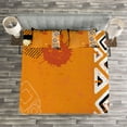 thumbnail image 3 of Ambesonne Tribal Quilted Bedspread Set 3 Pcs, Grungy Ethnic Triangles Art, Queen Size, Black Orange and White, 3 of 5