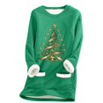 thumbnail image 1 of WEAIXIMIUNG Sweatshirts Femme Arbre de Noël Manches Longues Col Rond Poche Rembourré Pull Chaud, 1 of 5