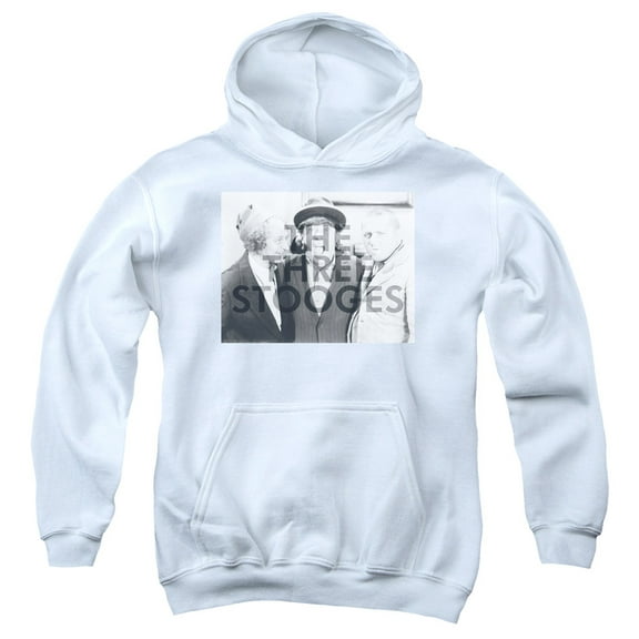 Three Stooges Cutoff Youth Pullover Hoodie Sweatshirt White