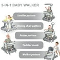 thumbnail image 4 of HAOUUCYIN 5-in-1 Baby Walker with Foot Pads/Handles for Girls Boys, Gray, 4 of 11