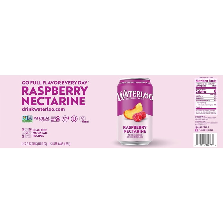 Waterloo Raspberry Nectarine Sparkling Water, 12 Pack Cans photo 6