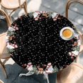 thumbnail image 2 of Black Christmas Round Tablecloth, Fitted Table Cover with Elastic for 36"-44" Round Tables, Cute Snowman Elk Xmas Tree Winter Snowflakes Table Cloth Outdoor Dinning Party Waterproof Tablecloths, 2 of 7